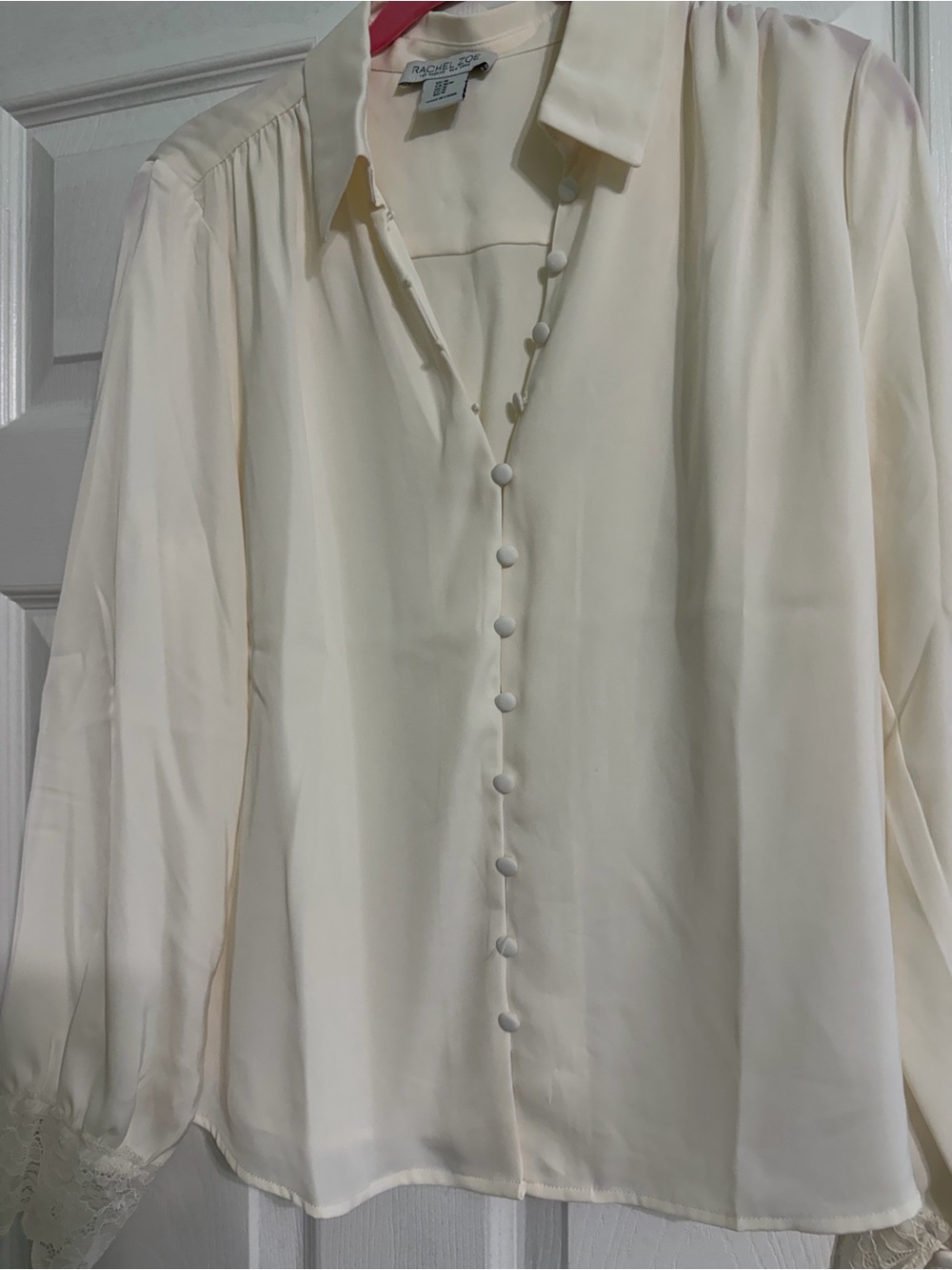 Rachel Zoe Cream Button-Front Long-Sleeve Blouse